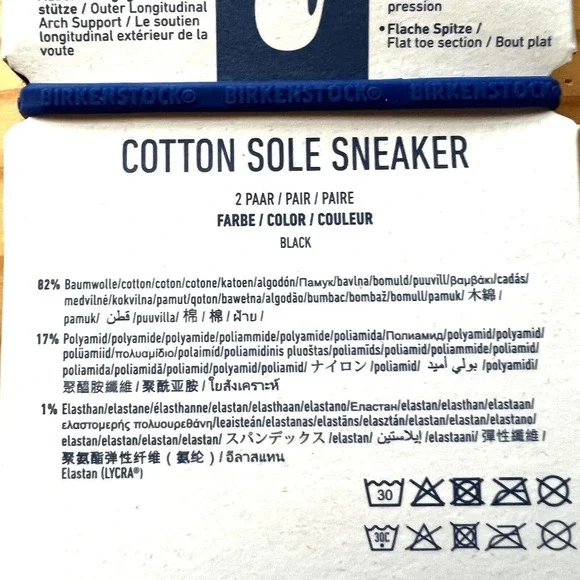 Birkenstock Men's Two Pairs Socks Black Cotton Sole Sneaker Size 15-17 - Picture 7 of 8